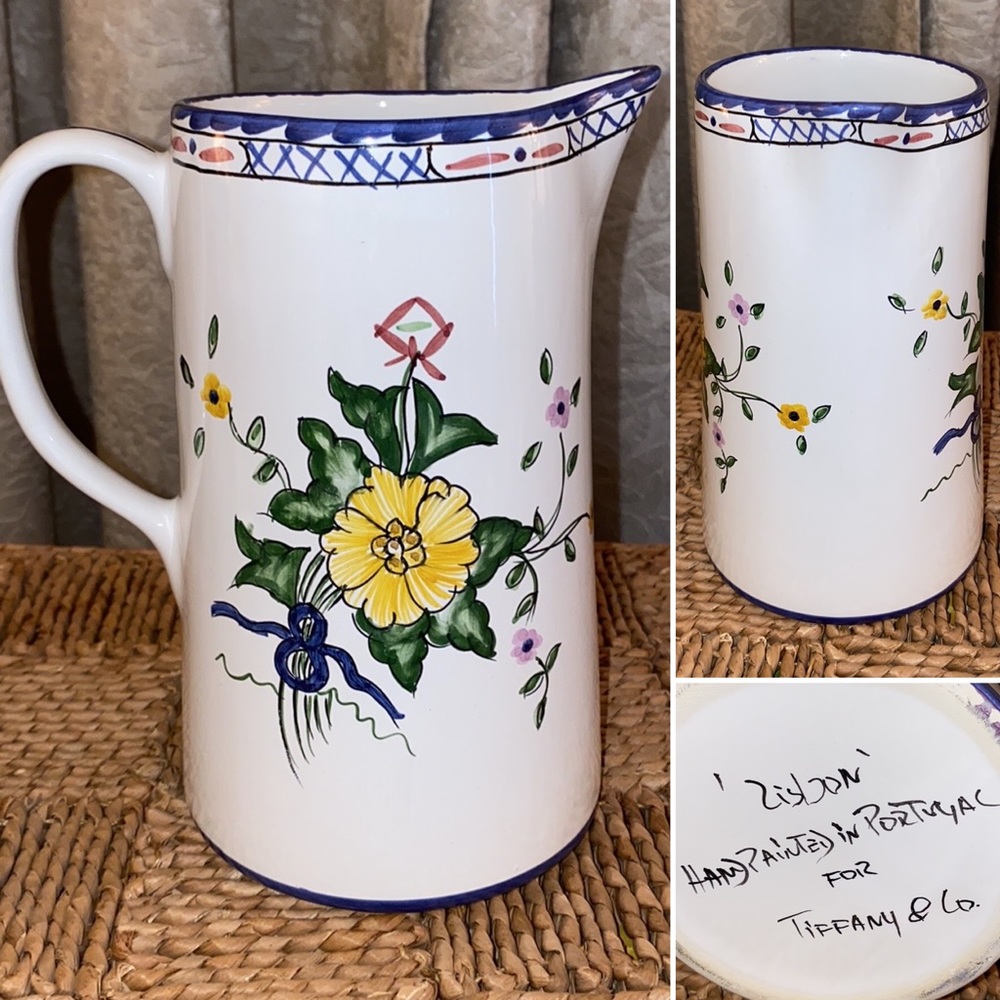 Rare Tiffany & Co Lisbon 32oz Pitcher Hand Painted